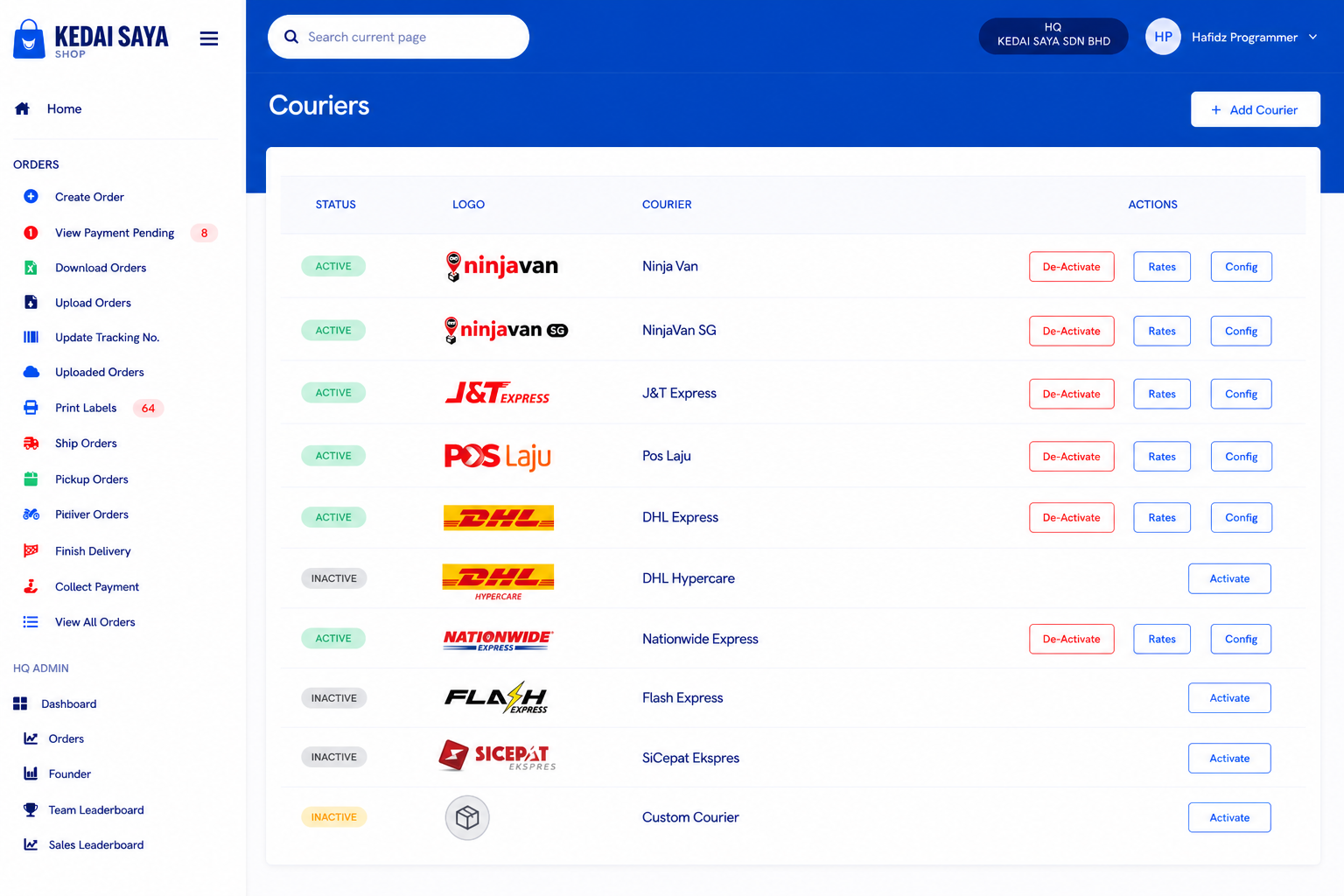 Courier & Shipping